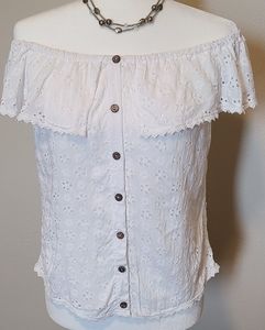 EUC Women's Drop Shoulder Eyelet Top